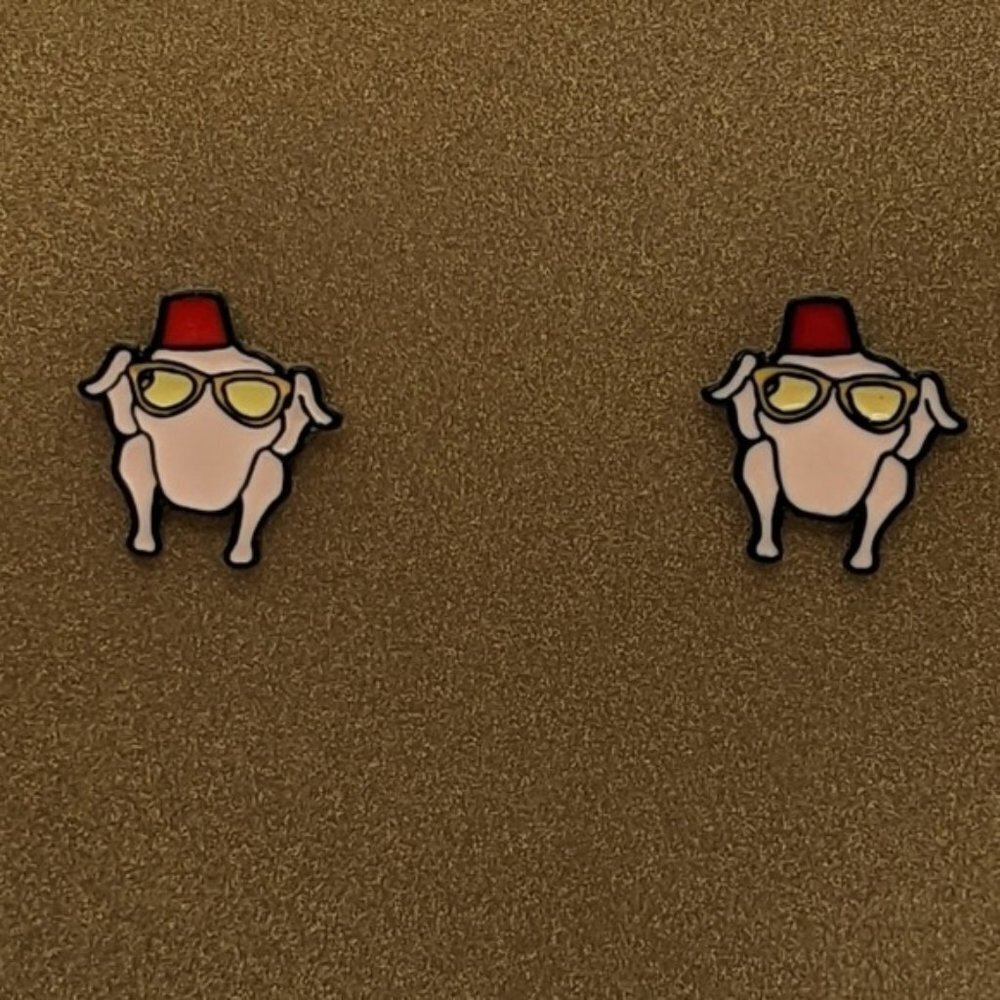 Friend's Turkey head acrylic stud earrings Thanksgiving - Picture 2 of 5